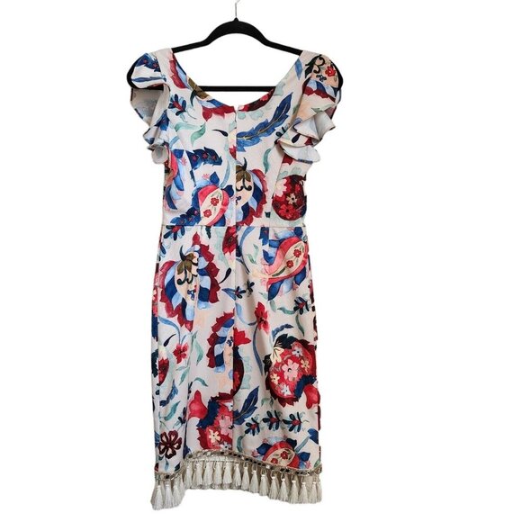 Sachin & Babi Hemuskudar Floral Tassel Short-Sleeve Cocktail Sheath Dress Size 0 - Picture 6 of 16